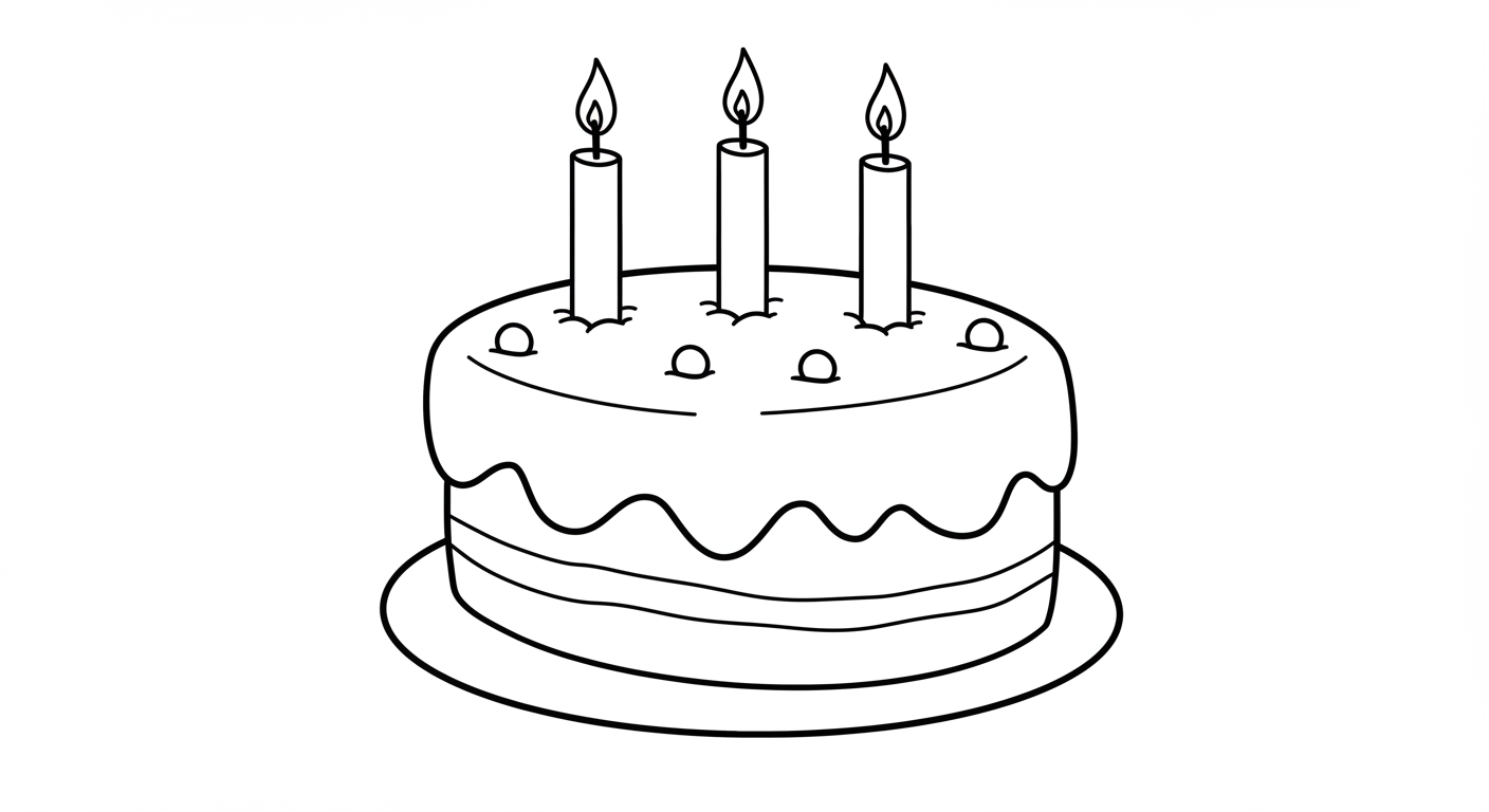 Okul öncesi çocuklar için tatlılar ve pastalar boyama kitabı çizim örneği