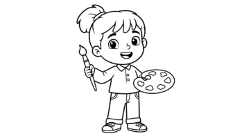 Okul öncesi çocuklar için meslekler boyama kitabı örnek sayfa çizimi