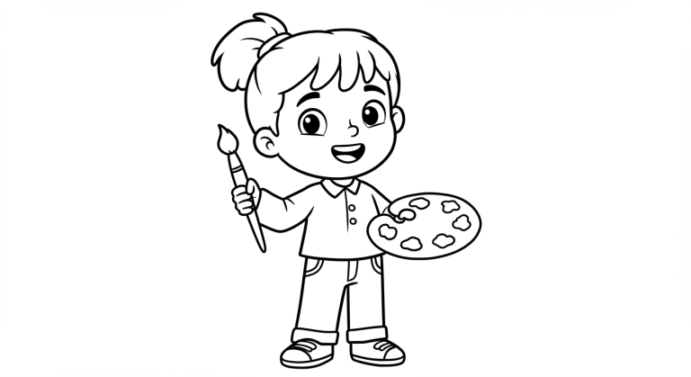 Okul öncesi çocuklar için meslekler boyama kitabı örnek sayfa çizimi